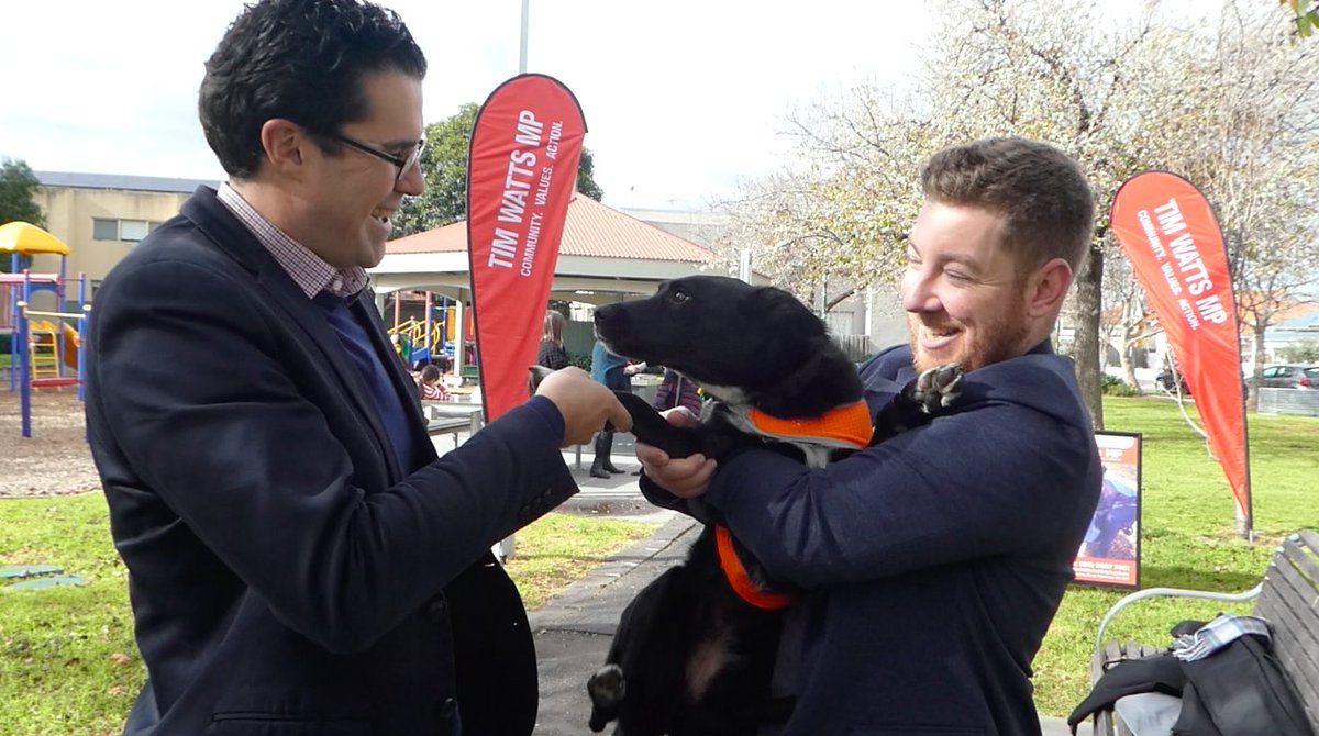 Abbie Dog met with <a href="/TimWattsMP/">Tim Watts MP</a> this morning to talk about #science and the #environment #envirosi #scicomm #funding #jobs