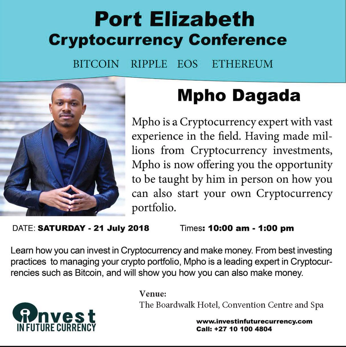 mphodagada's tweet photo. See you at 10 am today Port Elizabeth! Talking everything Cryptocurrency... https://t.co/gZW2yOKeK7