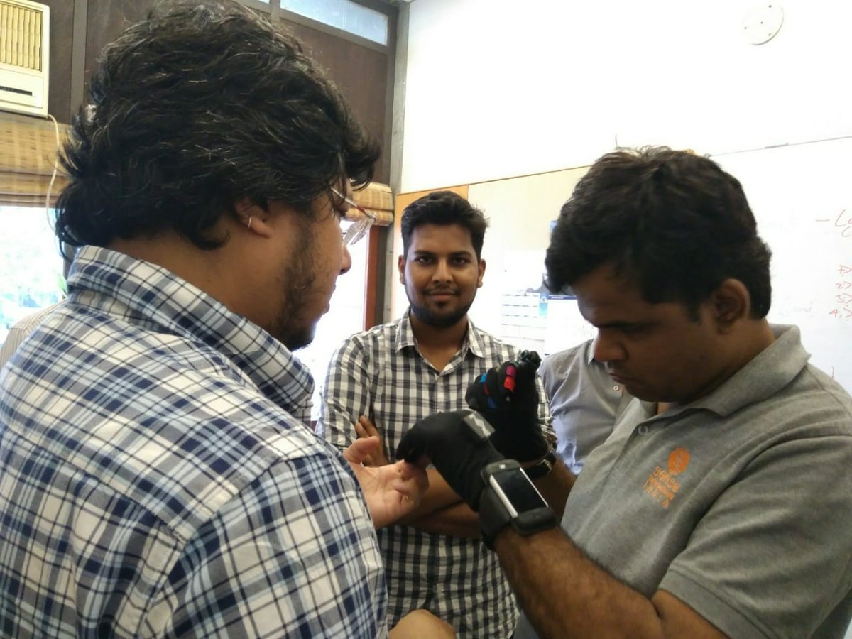 senseindia's tweet photo. Sachin Rizal, Rashmikant Mishra and Zamir Dhale from #SenseIndia were invited as experts by Sonant Technologies Pvt. Ltd to see how an assistive device created by them in the form of gloves can be modified for deafblind individuals. 
#Technology #Discussions #Deafblindness https://t.co/iumnV6XkSI