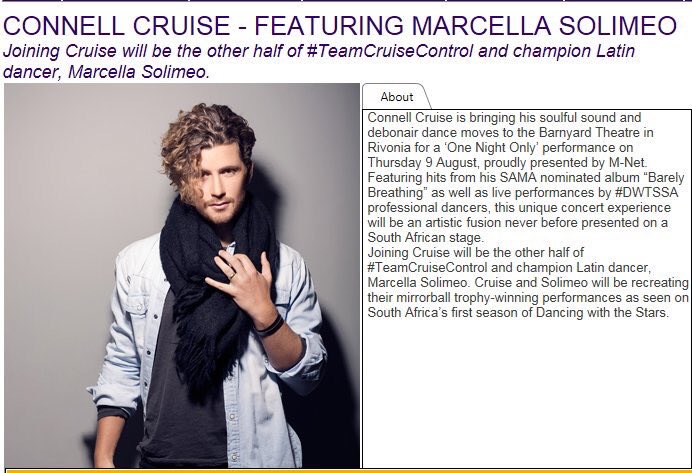 marcellasolimeo's tweet photo. SUPER excited for this event! Donโt forget to book your tickets โ-> https://t.co/pXcAQKIg9O #TeamCruiseControl hitting the dance floor again๐๐ป๐๐ป๐๐ป @MNet @connellcruise #DWTSSA https://t.co/hIprdPQen7