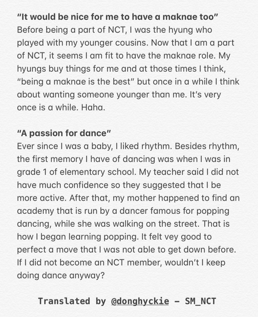  #JISUNG  's interview for arena homme+ in 2018 talking about his passion for dance: "ever since i was a baby, i liked rhythm. besides rhythm, the first memory i have of dancing was when i was in grade 1 of elementary school"