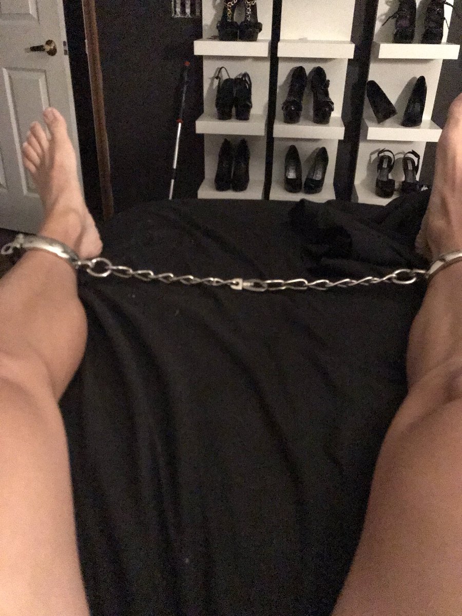 This is what happens when you play with @MsMichelleLacy for 3 hours and are put to bed in irons and chastity. No release for 7 days. Todays session is going to be fun:) #norelease #hardasarock