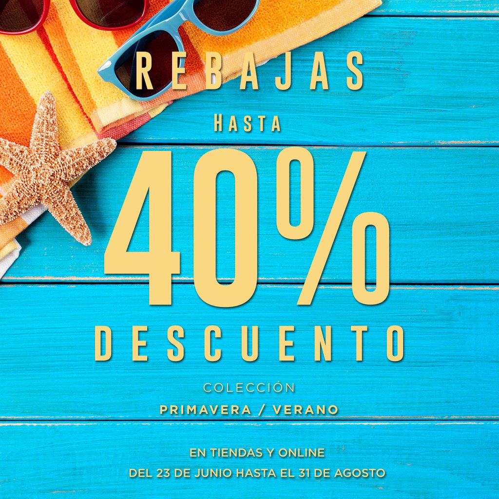 SMSantaMarta's tweet photo. LAS REBAJAS DE VERANO 🌞 HASTA EL 40% 👕👖👔 en tiendas y en online. #summertime #sales #veranito #santamarta https://t.co/Md8Zl0yMkQ