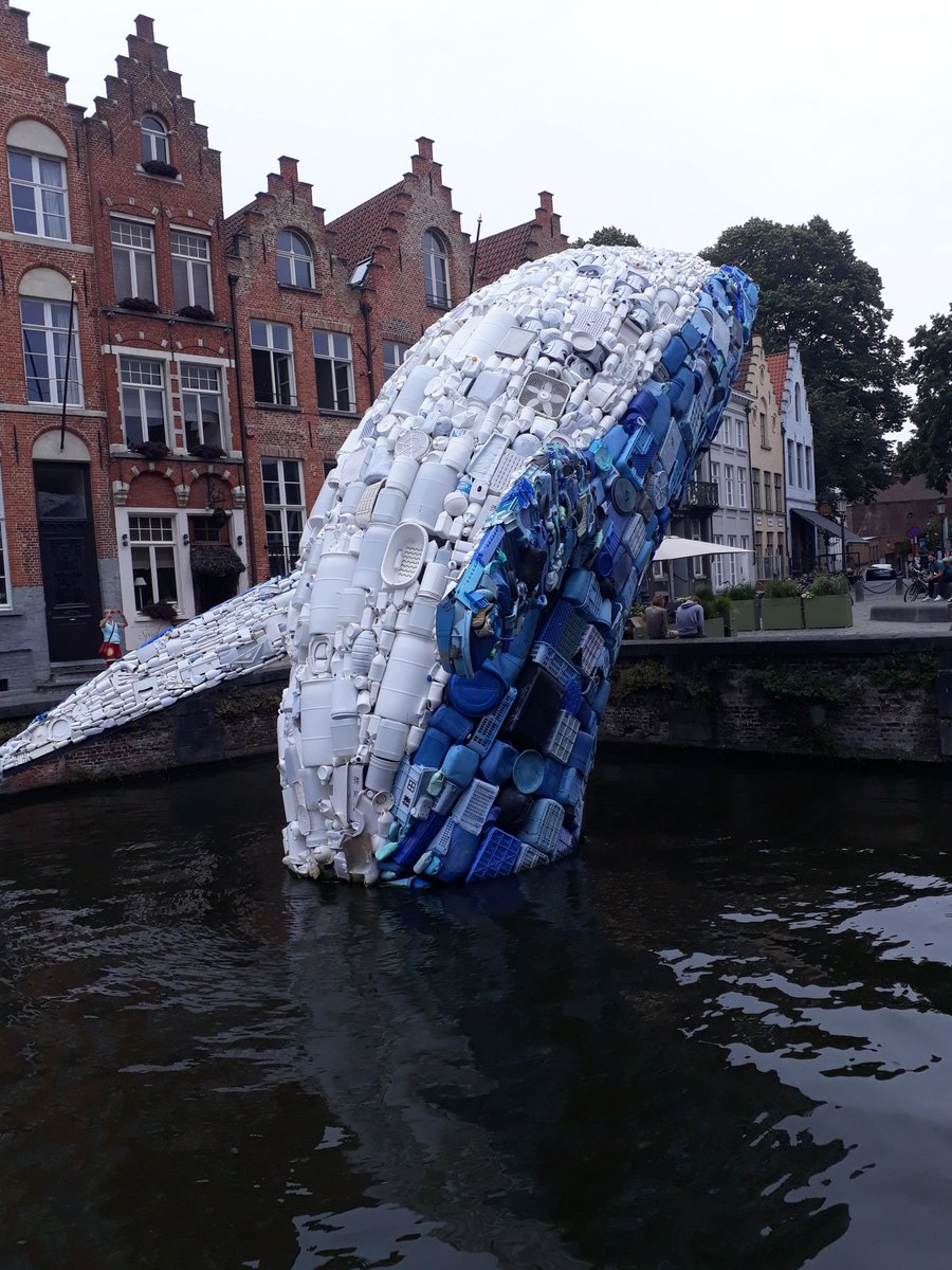 ChrisBrouwers1's tweet photo. Triënnale @Brugge. Blauwe vinvis. Ze komen dichter. En ze naderden. 🐋 Mooie setting voor dit kunstwerk op weg naar #CirquePlus. Voorstelling #Pallet van #DeWenkbrauwerij is een aanrader! https://t.co/MPVCA5DAzO