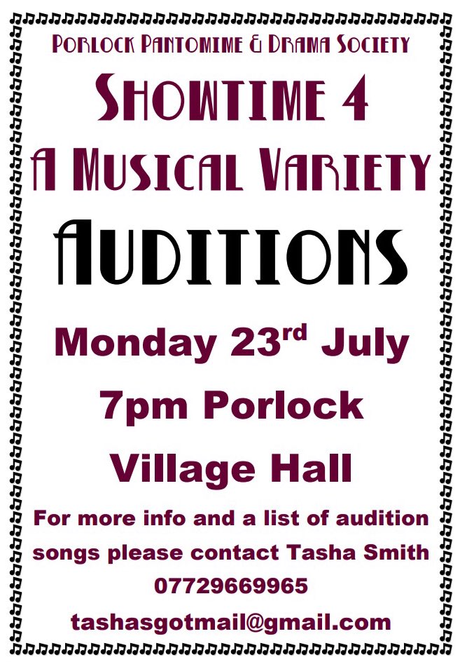 Jyst 2 days until auditions for Showtime. Don’t be shy! We have backing tracks &amp; lyrics for a wide variety of songs, for solos, duets &amp; groups.
