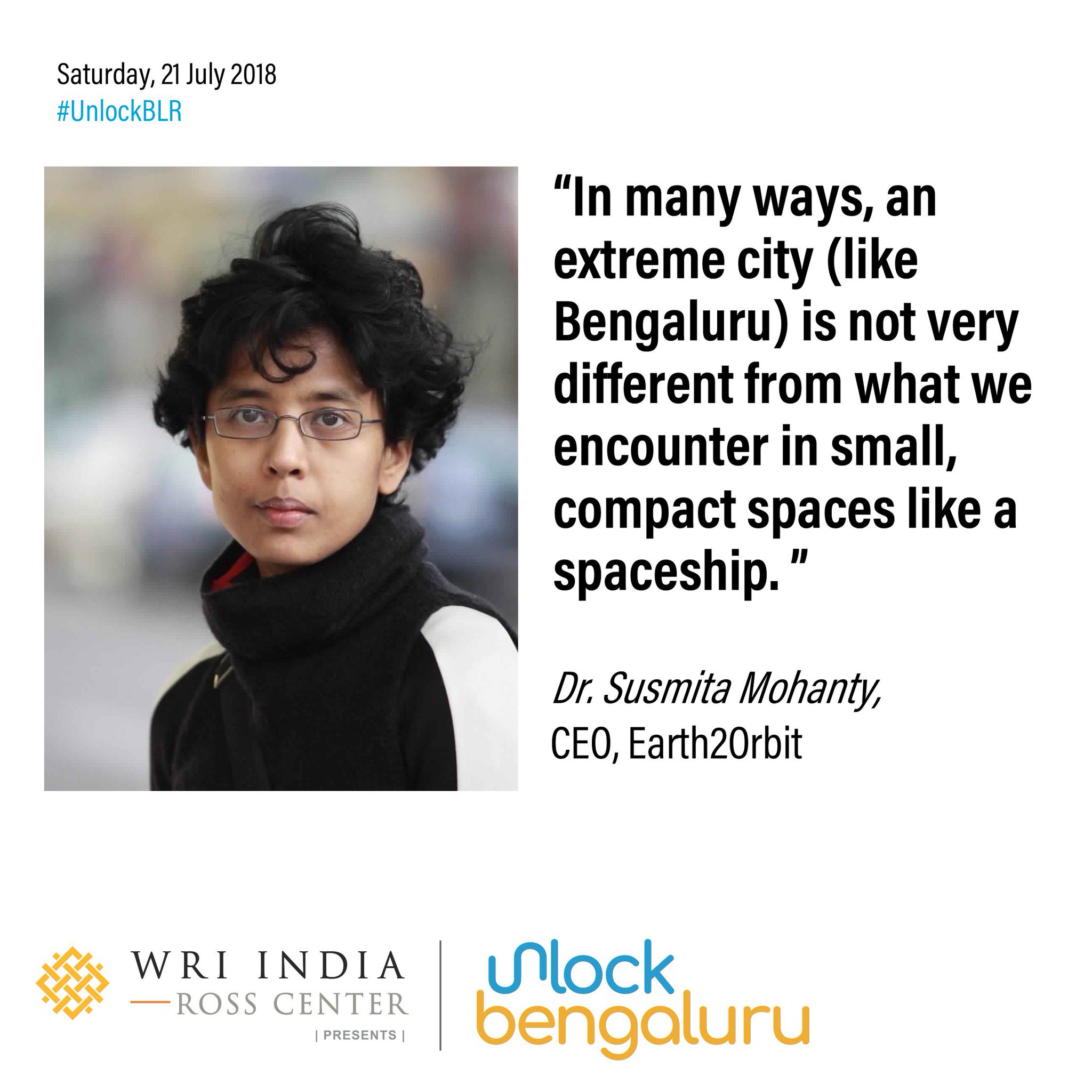 WRI Cities India on Twitter: "Dr. Susmita Mohanty, CEO @Earth2Orbit speaks at #UnlockBLR on the challenges that emerge in #cities like #Bengaluru. https://t.co/vLO6xz4YqG" / Twitter