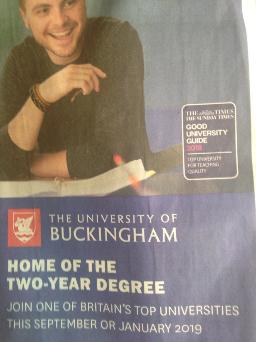 AnthonySeldon's tweet photo. See our ad  in The Telegraph- if your child wants the best standard of teaching ⁦@UniOfBuckingham⁩ is the place to go. #universities #teaching https://t.co/flIny5iCL9