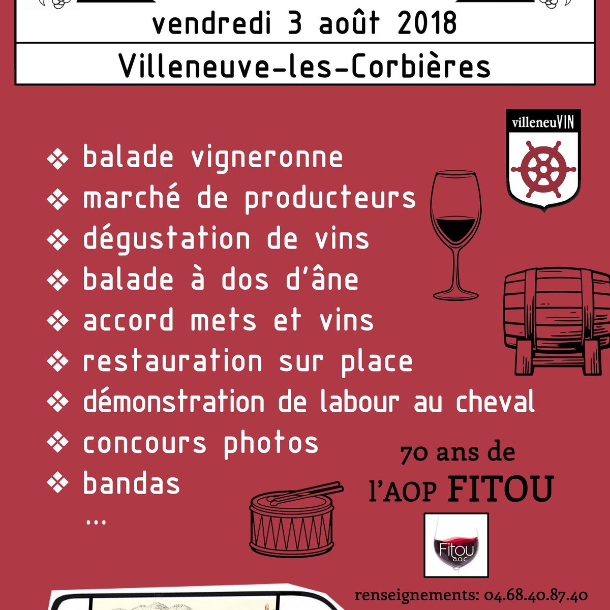 Vendredi 3 août à Villeneuve les Corbières 🍷🍷🍷