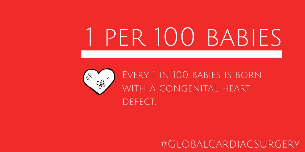 For every 99 babies born, 1 baby is born with a congenital heart defect. Nevertheless, over 90% of #CHD cases is denied treatment or receives suboptimal treatment. #1in100 #GlobalCardiacSurgery