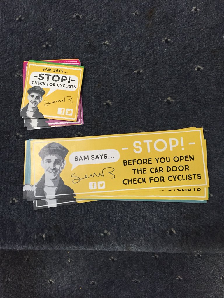 This months critical mass ride is ride for Sam B. We have just had his parents in to drop off some vehicle window stickers to prevent car dooring happening. Pick up your free stickers from us <a href="/MassLeics/">CriticalMassLeics</a> <a href="/RideLeicester/">RideLeicester</a>