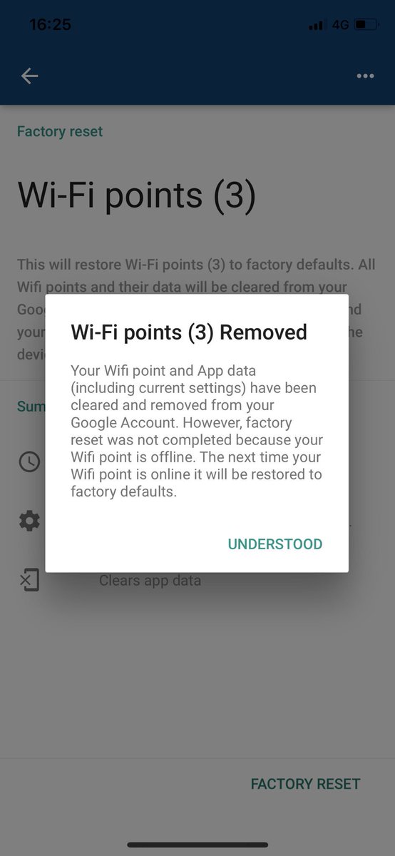 RBoymerc's tweet photo. @madebygoogle Sorry but this seems to be causing more inconvenience. I’ve done so and will have to set up everything again but given it won’t reset the offline WiFi point this seems like a waste of time and effort. https://t.co/1JdnOsyYVJ