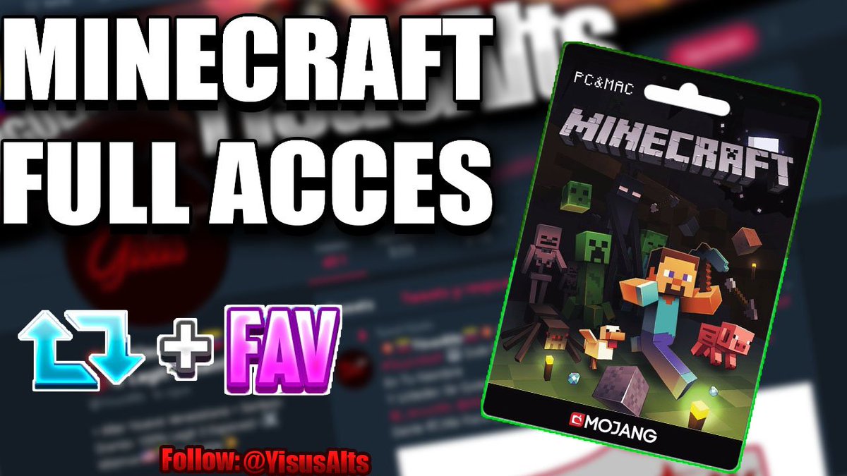 YisusAlts's tweet photo. Sorteo Fast
1x Cuenta De Minecraft Premiun FA
#1GANADOR
Pasos Para Participar⬇
-
Seguir: @YisusAlts @AltsVzla25 @AlfonsoAlts154 @DefendexAlts @ErnesAlts @_JesusAlts (Seguir Obligatorio)
Dar: #Fav💗 Y #RT 🔁
-
End: 16 #Fav 💗🕐
GL!! #TeamWolf 🐺 https://t.co/mnOJtDcU4b
