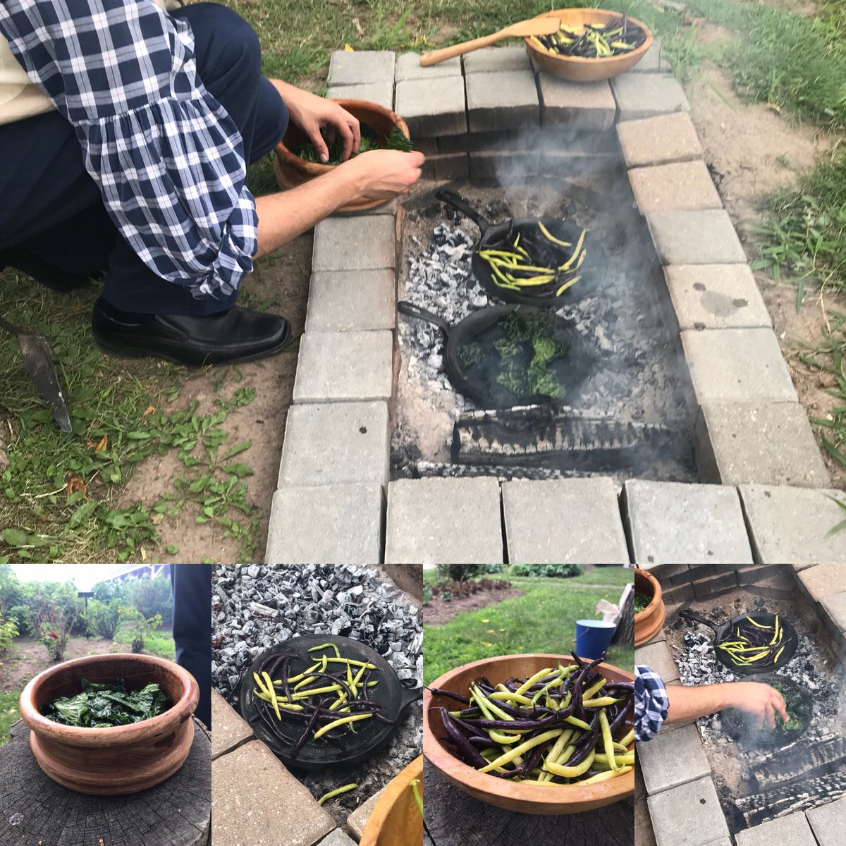 Frying some beans and kale fresh from our garden. #cooking #gardening #yum.