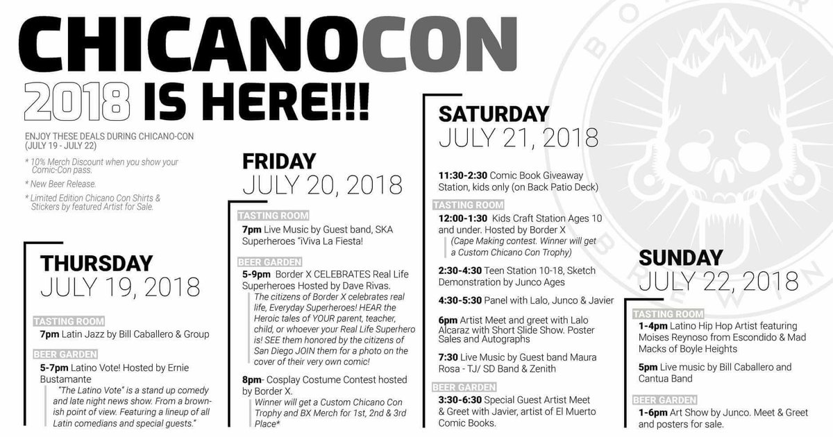 laloalcaraz's tweet photo. Come have a beer at Chicano Con today, I speak at like 4 ey! Border X Brewery in Barrio Logan! #Chicanocon #SSCC2018 https://t.co/UtT4dBhH6v