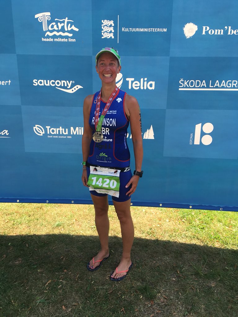 loulourawl's tweet photo. Big thank you to @AgriiUK and #originenterprises for sponsoring me to get to @ETUtriathlon Tartu #standarddistance Champs. 17th in AG - pleased as you can tell!! @BritTri https://t.co/o8DJ8fh6bp