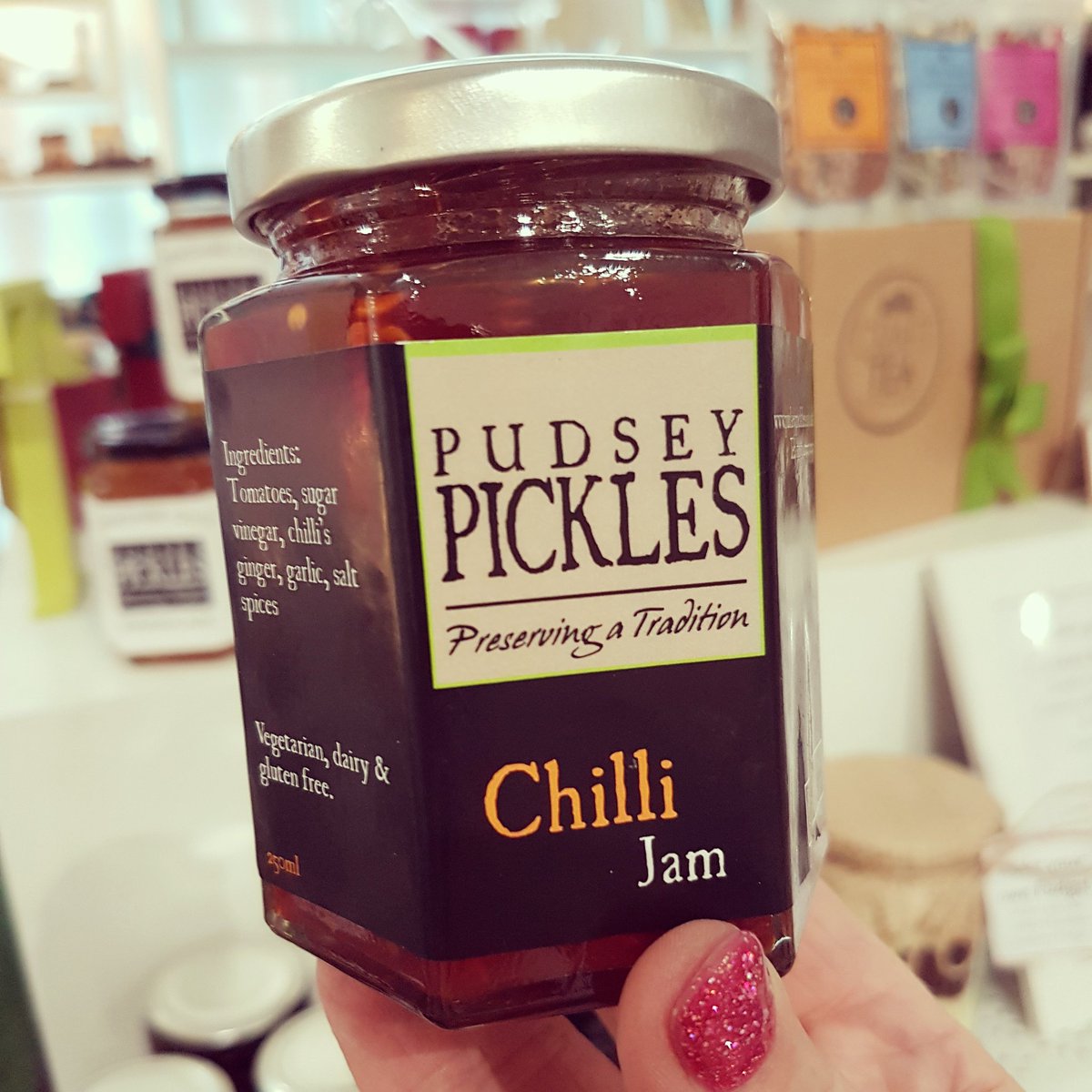 ourhandmadecoll's tweet photo. Fancy your jam with a little bit of a kick? @pudseypickles Chilli Jam now in stock  along with more tasty treats to tempt you!
#homemadepreserves #pudseypickles #madeinyorkshire #chillijam #giftideas #shopsmall #shoplocal #thinksmalluk #justacard #indieretail #shopindie #leeds https://t.co/cFjsalCtl0