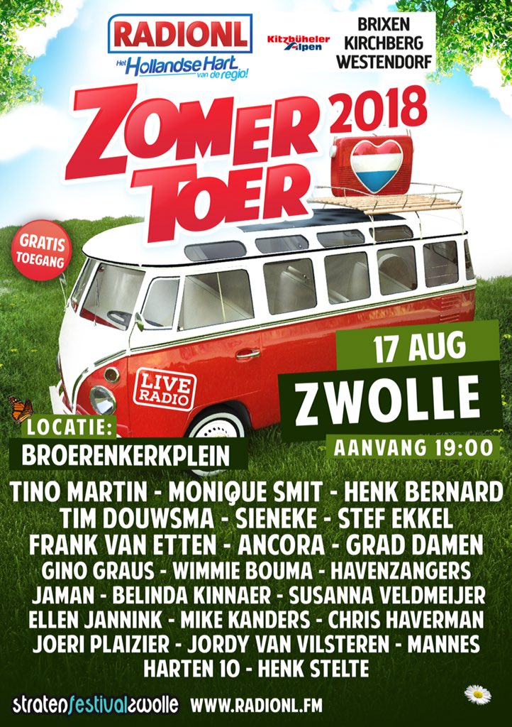 De <a href="/zomertoer/">Zomertoer</a> is 17 augustus in #Zwolle