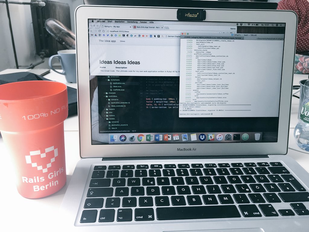 edew_enibas's tweet photo. Creating a #Rails #web #app with #Ruby. #coding #WomenWhoCode #codecurious @railsgirls_bln #workshop https://t.co/4J9YaJDGfb