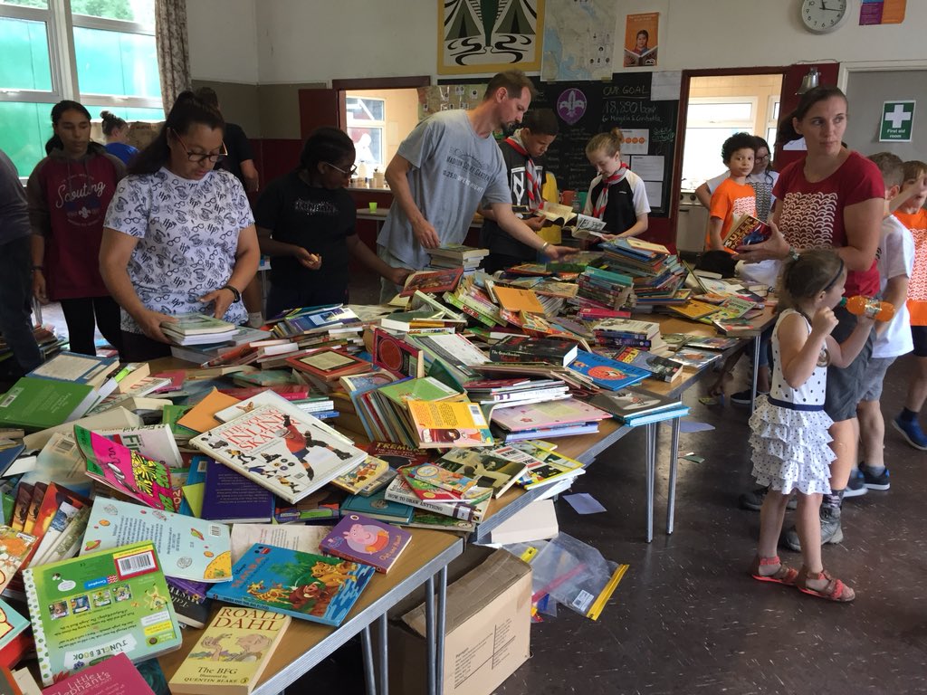 KatyJBR1's tweet photo. Hoping to sort and pack over 18,000 books today for @bookbridgeteam @BookbridgeUK with @2ELScouts for Cambodia and Sri Lanka Bookbridge Projects. https://t.co/OjJj98bfak