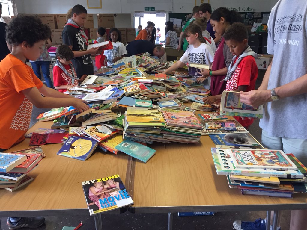 KatyJBR1's tweet photo. Hoping to sort and pack over 18,000 books today for @bookbridgeteam @BookbridgeUK with @2ELScouts for Cambodia and Sri Lanka Bookbridge Projects. https://t.co/OjJj98bfak