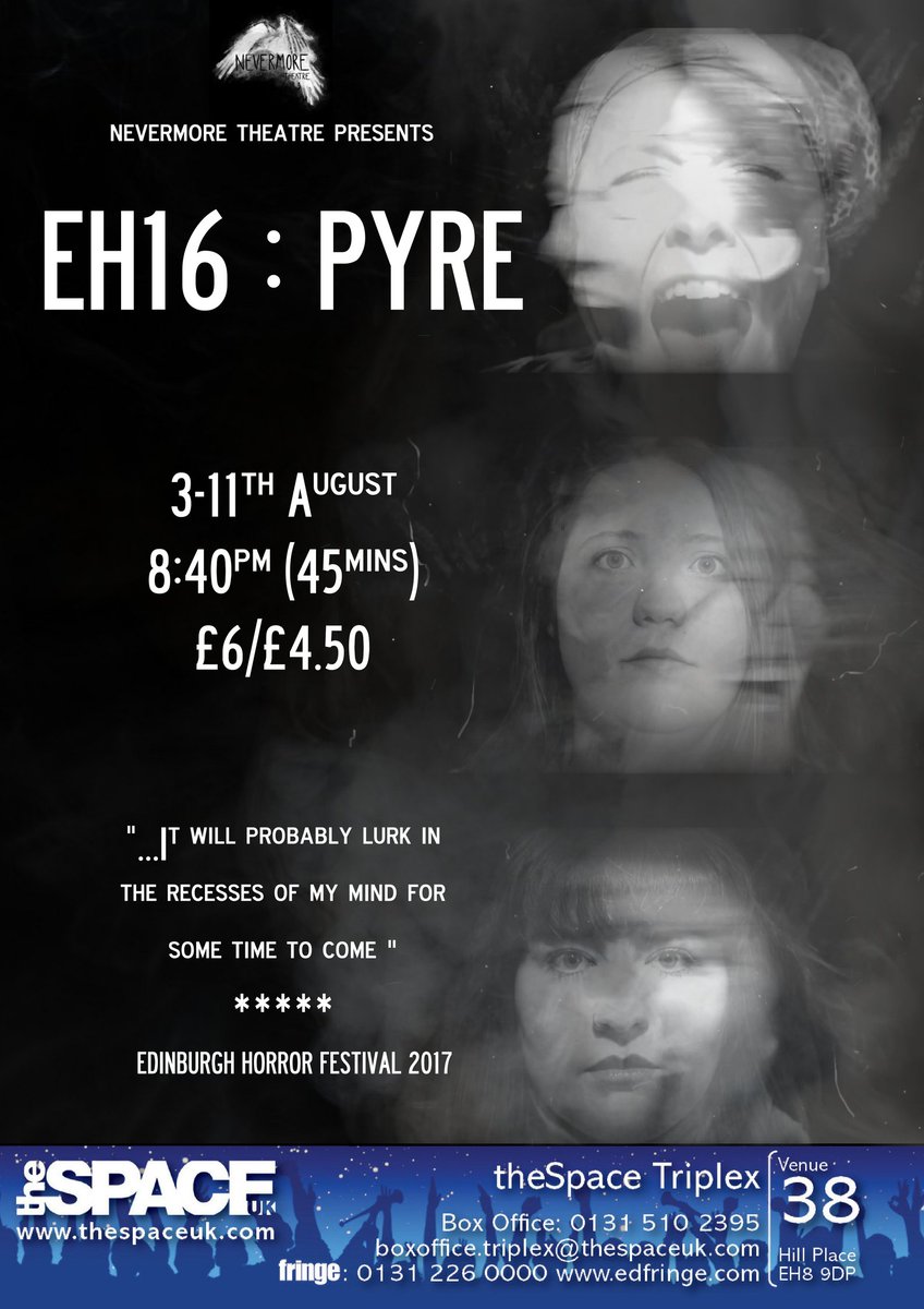 NevermoreHorror's tweet photo. Less than two weeks until the horror begins!
We're dying for you to meet our three favourite ladies...
https://t.co/KeRnq3onaE
#StaySpooky #Nevermore #Eh16Pyre #EdFringe18 #IntoTheUnknown #GhoulsComeOutToPlay https://t.co/8rpGQseClw