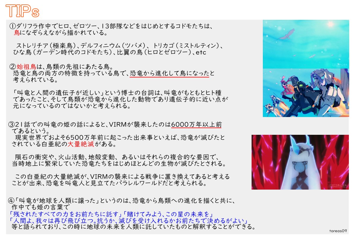 ダリフラの考察 Twitter