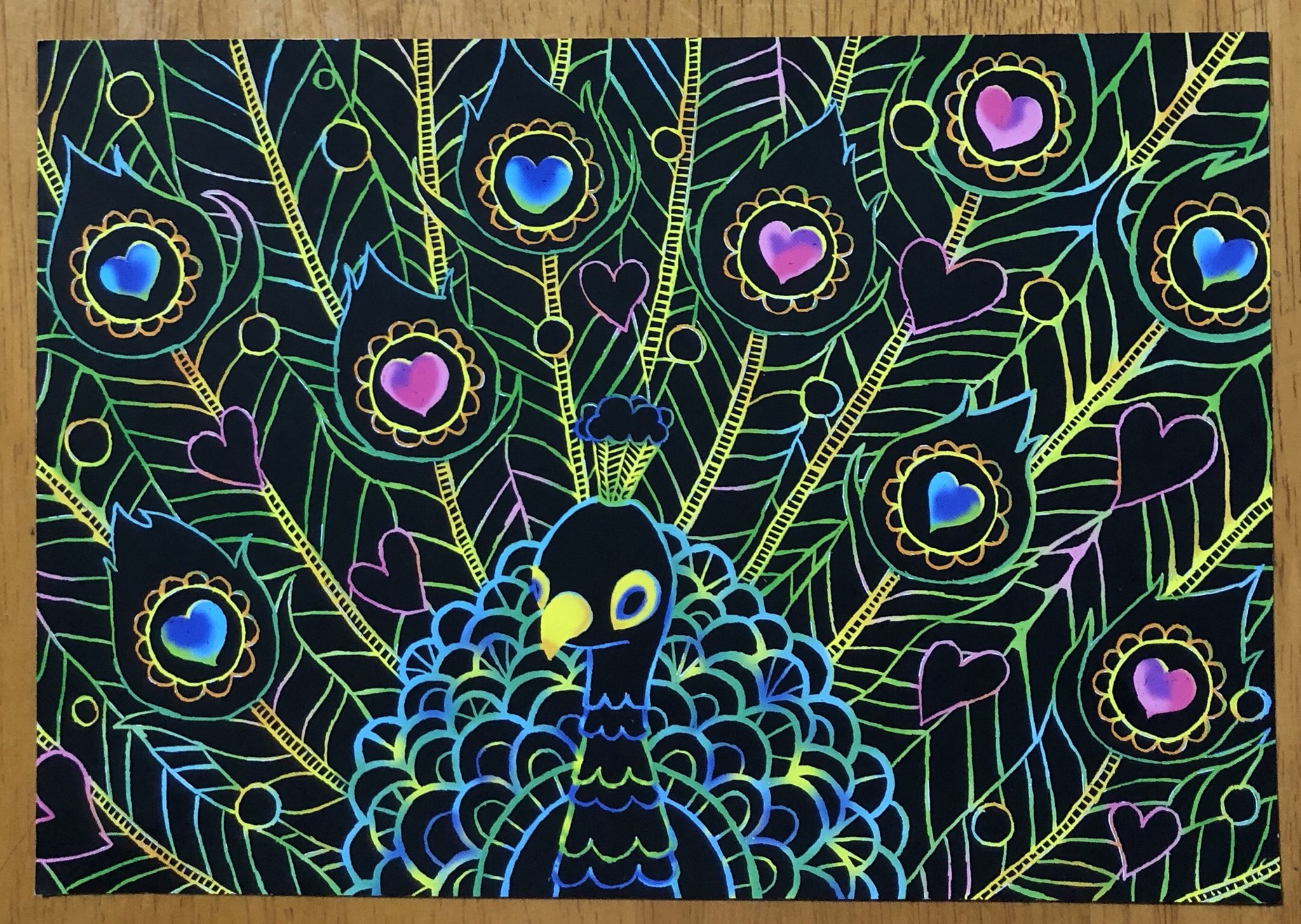 スクラッチアート オリジナル ガネーシャ 完成品 一点物