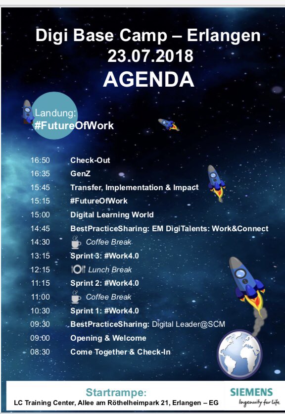 CJ_Wais's tweet photo. Montag startet die HR Erlangen ins DigiBaseCamp 🚀 #DigiDayErlangen #FutureOfWork @SiemensDE 
👏👏an Referenten und das Orgteam @Robert__Jaeger @FrSonnenberg @jelenaspohr @FUnnerstall  @KabuschChris @thomas_dettling @christianotter @KathrinFISCHE18 @stefanmoschko @JochenWallisch https://t.co/ym9C0Rq9Uy
