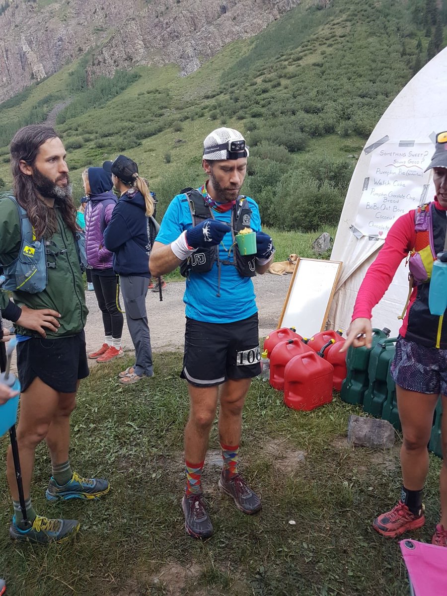 iRunFar's tweet photo. This was fourth place Ben Bucklin at mile 91.2 a few moments ago. He took down chicken soup and welsh cakes. #HR100 https://t.co/R4vMLh997N