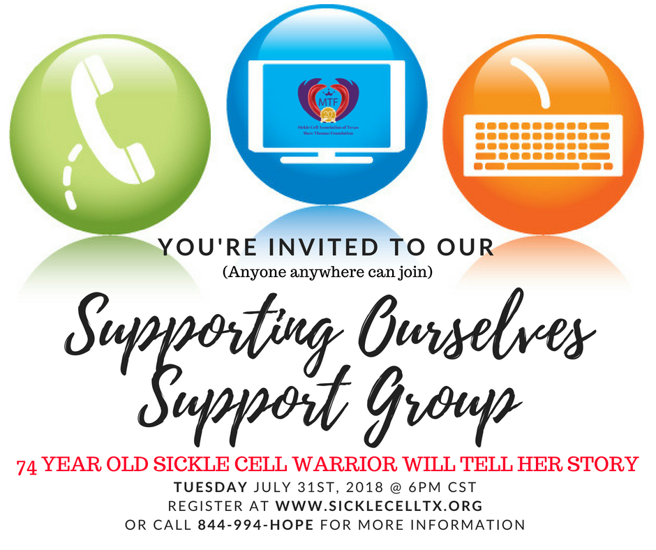 SickleCellMTF's tweet photo. Want to hear the wisdom of a 74 year old with sickle cell disease? Be encouraged and gain hope at our SOS meeting July 31. Anyone anywhere can join. #hopeforscd #wearehere https://t.co/5Jwzh4pgTL