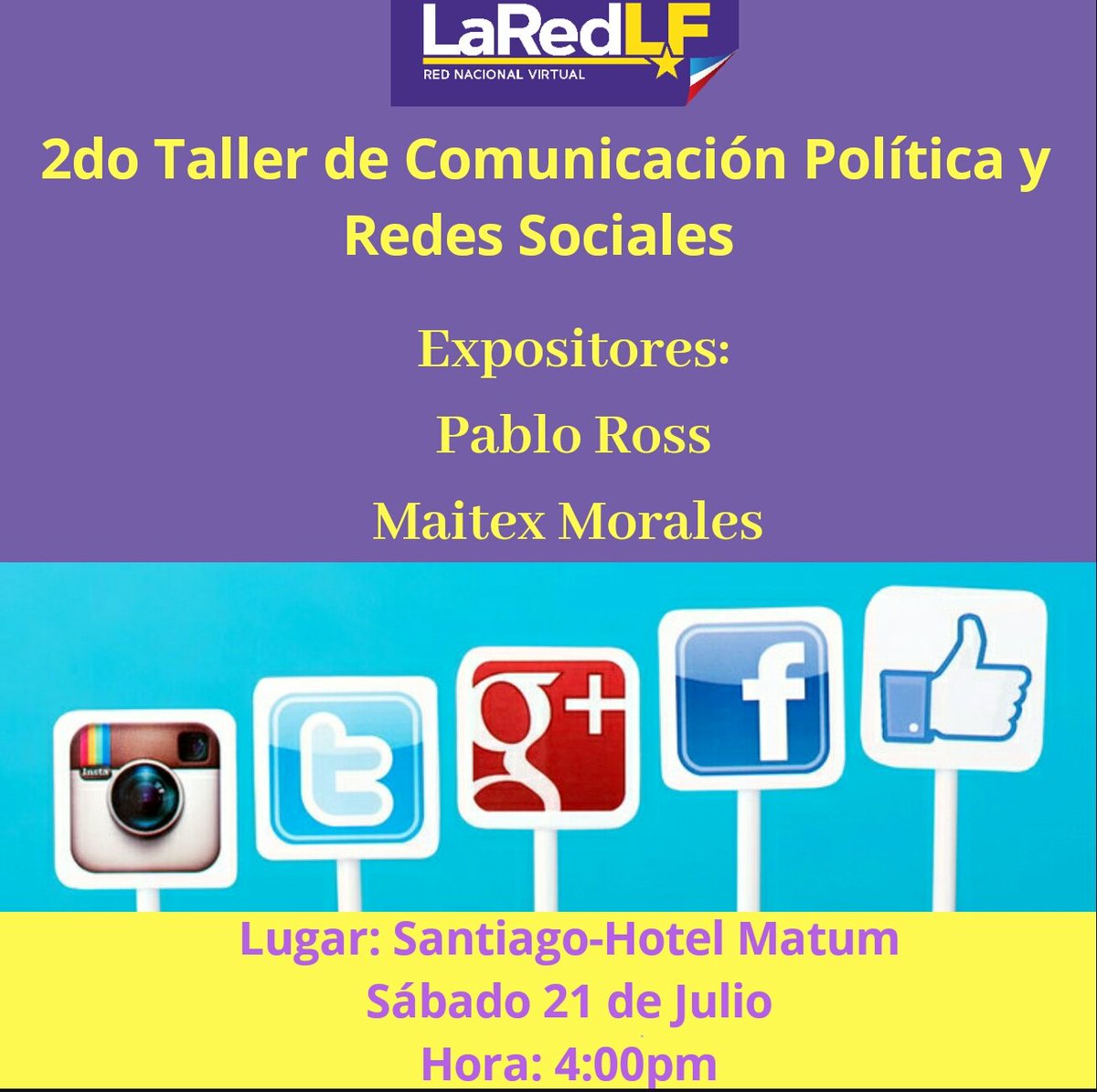 FPcomunica's tweet photo. #AgendaREDLF Hoy nos vemos a la 4:00pm en la Ciudad Corazón. No quedará un solo rincón del país sin recibir los Talleres de Comunicación Política y Redes Sociales de la #RedLF #LaRedLFSantiago https://t.co/wudRHVFhmL