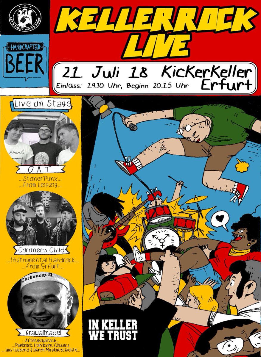 Krawallnadel's tweet photo. #Kellerrock tonight! #kickerkeller with #oat #coronerschild aaaaaand me! #stonerrock #stonerpunk #punk #alternative #rocknroll https://t.co/fCpEQi83yv