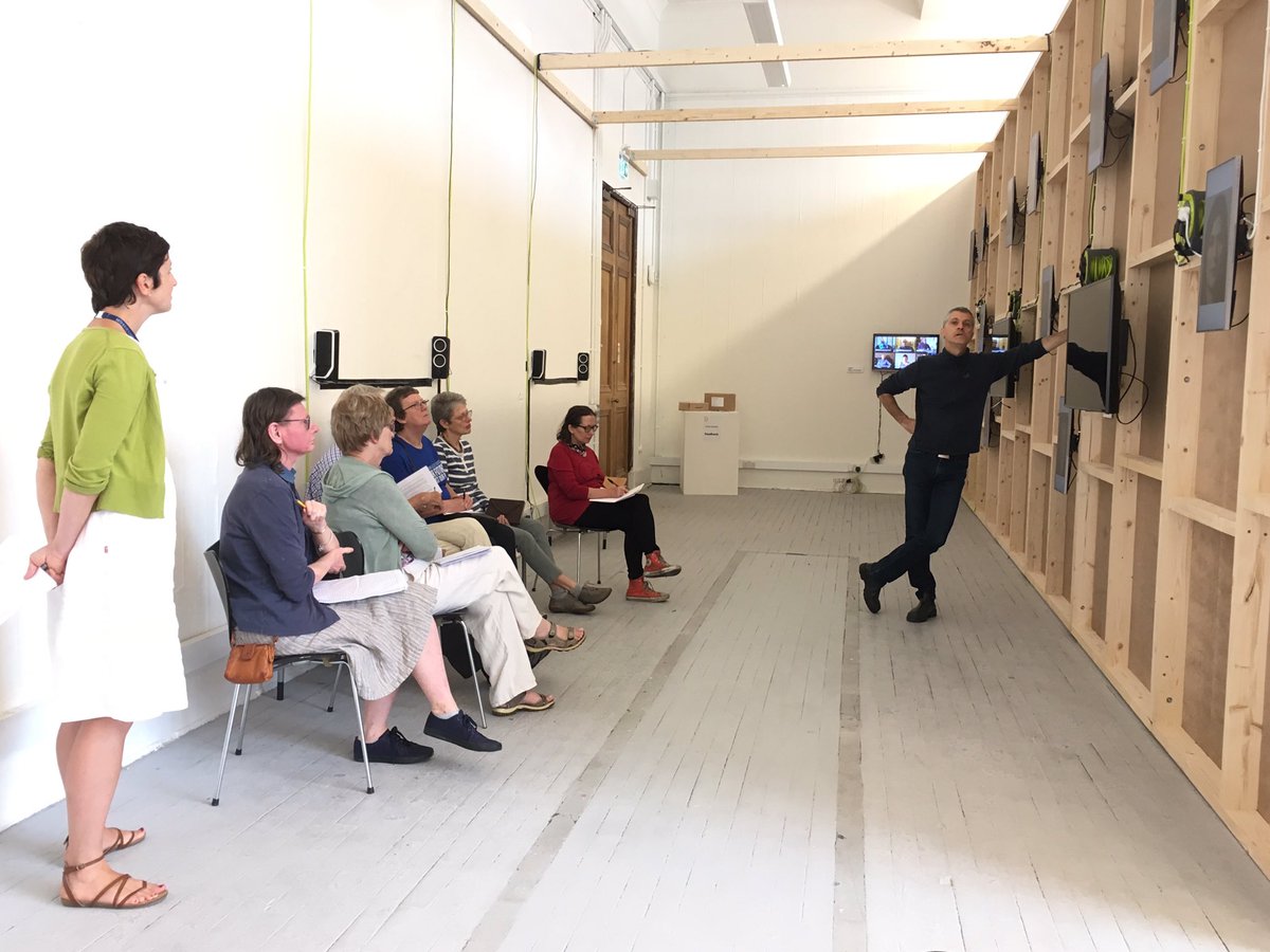 Dead_Images's tweet photo. Artist Tal Adler discussing videos featuring Te Herekiekie Herewini from @Te_Papa, Dr June Jones from @unibirmingham, Dr Christian Köberl from @NHM_Wien and more. Exhibition open now at @eca_edinburgh https://t.co/q1T5YeVHgB