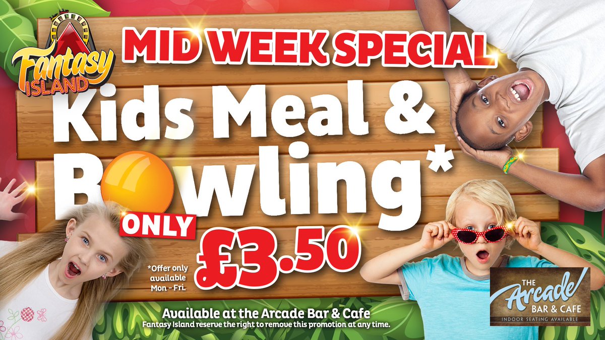 Check out our BRAND NEW #Summer Savers!
All the more reason to visit Fantasy Island!
10-Pin Bowling for just £2.50pp, now that’s a BARGAIN! 
T&amp;C’s apply.