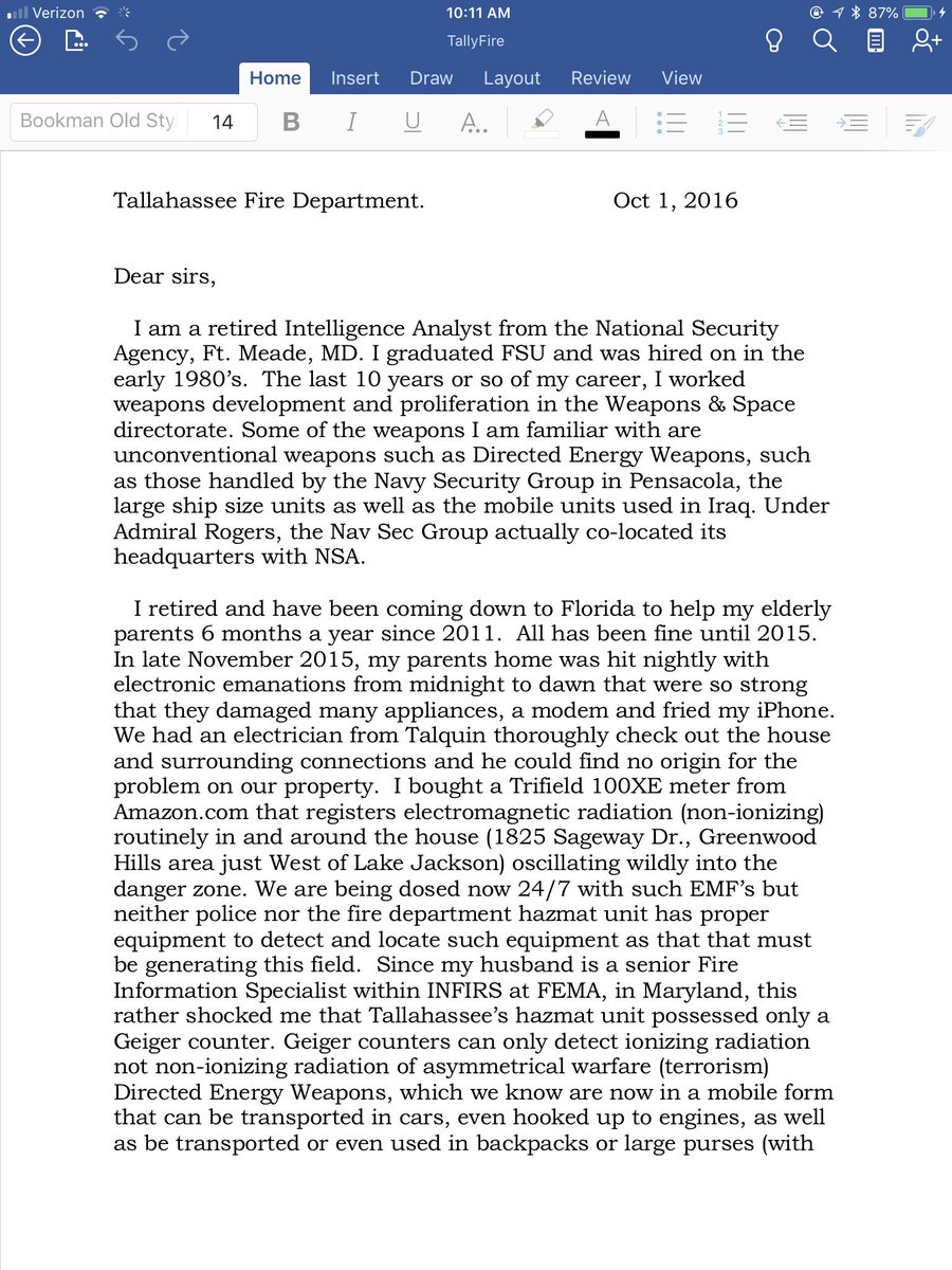 karen_kams56's tweet photo. When I showed video of extraordinarily high electromagnetic readings at my parents’ home in #Tallahassee 2016 where I was staying to Fire Dept, they sent #hazmat unit #LCSD quickly came to forbid them to help DESPITE PROOF. Sheriff Dept complicit in #PlotToKillNSAwhistleblower . https://t.co/HVuvFvys79