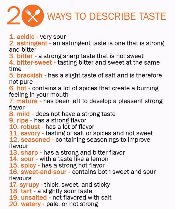 20 ways to describe taste
