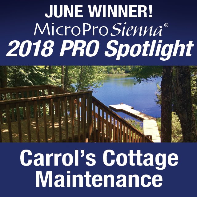 Congratulations to the June winner of the #SiennaProSpotlight, Carrol’s Cottage Maintenance! #outdoor #construction #contest