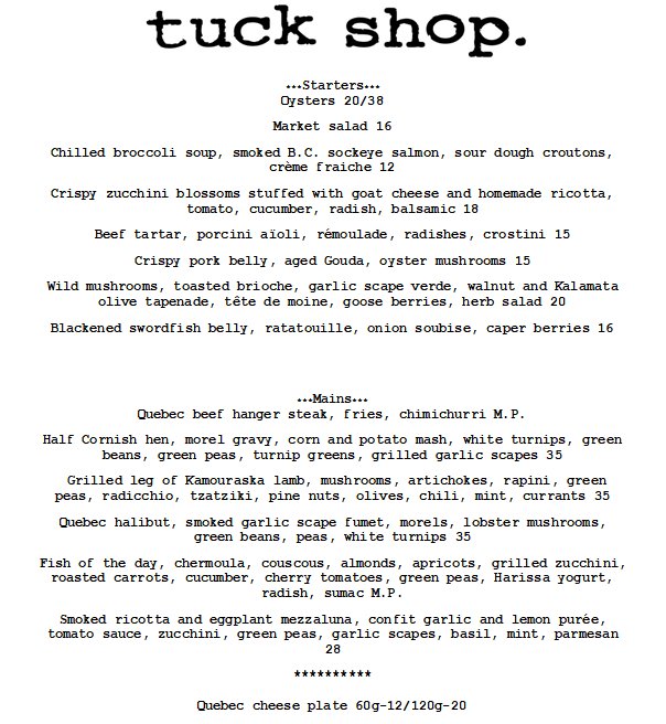 TuckShopMTL's tweet photo. Menu pour samedi le 21 juin
Menu for Saturday June 21st https://t.co/hmuMJJnZfG