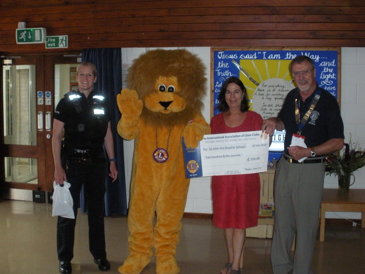 St John the Baptist School won the safety in Action comp organised by East Sussex Fire &amp; Rescue. We provided the prize money - £250 - and Leo accompanied our President to Head Teacher Carmel Hughes.