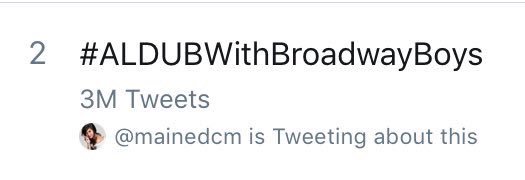 HOMAYGAAAAAAD!!!! 3 MILLION! 

#ALDUBWithBroadwayBoys

<a href="/_EysTheGreat/">Eys</a> @maichardia <a href="/antonyostark/">Tonyo</a> <a href="/bL0ss0m1/">🐨👸🏼👑⭐️🍀CeeKhey🍀⭐️👑👸🏼🐨</a> @mainerys_ <a href="/bamskidodledoo/">B•A•M•B•I ✈️</a> @khiarasays @bonnieradm