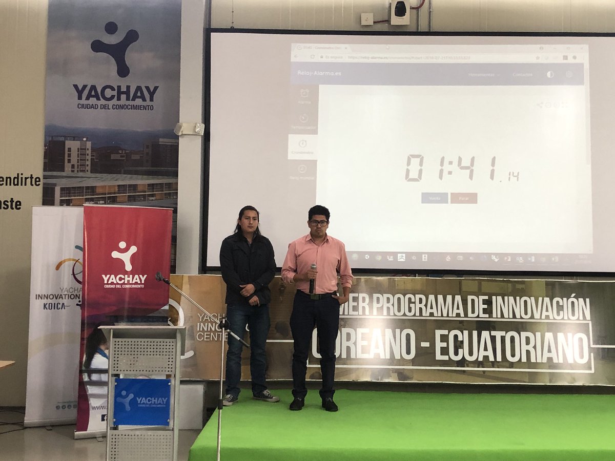 juanpaespi's tweet photo. . @alauec @agroscan_ec #watery #yurak primeros emprendimientos que presentan sus proyectos en el Pitch day de ñl primer programa #InnovacionEcuadorCorea en @CiudadYachay https://t.co/S9qohUg8dB