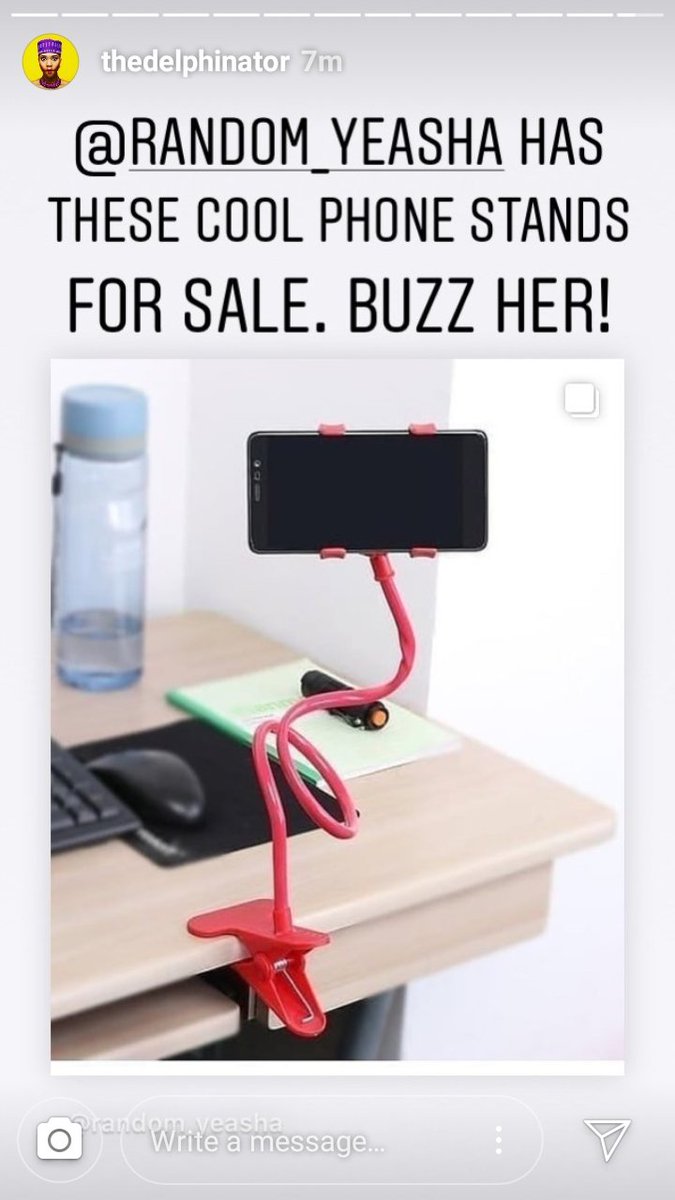 Random_Yeasha's tweet photo. It's 2500 Naira only.

DM or call 08038989099

You can clip it unto a table, a chair and anything clipable. It even works in a car. Good for making videos and watching videos. Can be delivered to #Lagos, #Abuja, #kaduna and #Kano. https://t.co/k5TUpLrlvO