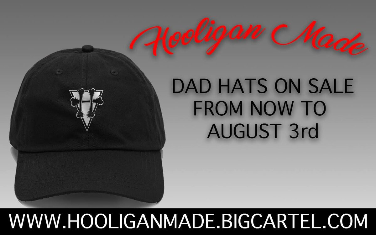 DAD HATS ON SALE NOW TO AUGUST 3rd! Hooliganmade.bigcartel.com💀💀
—————————————————
#hooliganmade #streetwear #dadhats #skateboard #skate #punk #hardcoremusic #metal #metalcore #2018