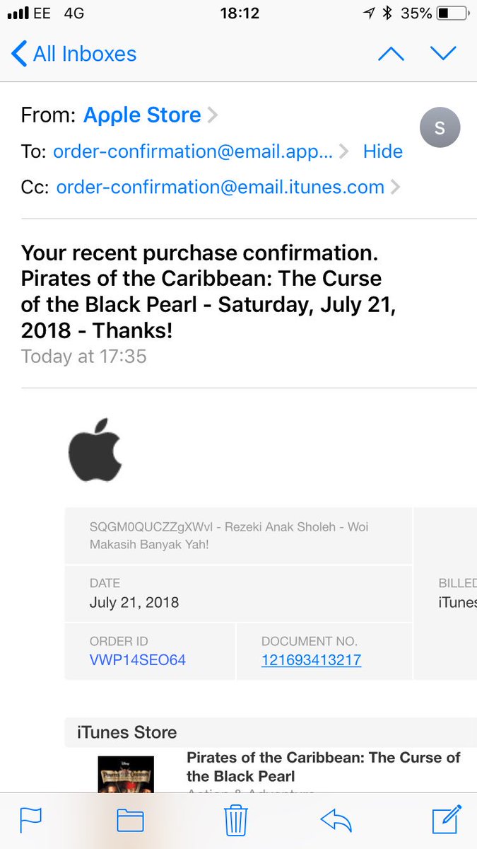 LaraVEllis's tweet photo. Hey @AppleSupport received this earlier, haven’t purchased anything, safe to assume it’s spam? https://t.co/VZcdCq1bGy