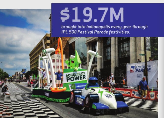 AESIndiana's tweet photo. Did you know? The economic impact of the IPL @500Festival Parade is $19.7 million, as the event draws more than 300,000 visitors to #Indy. 

That's community-driven power. Learn more about #IPLcommunity impact in our annual Community Report: https://t.co/UPmOLuQsc6
