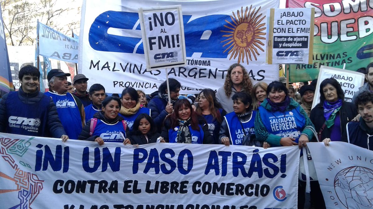 #Ahora Repudiamos la presencia de #Lagarde y los ministros de finanzas del #G20 en #Argentina. #NoAlFMI #FueraLagarde <a href="/seguimos_lucha/">Jornada Continental</a> <a href="/CTAGlobal/">CTA Internacional</a>