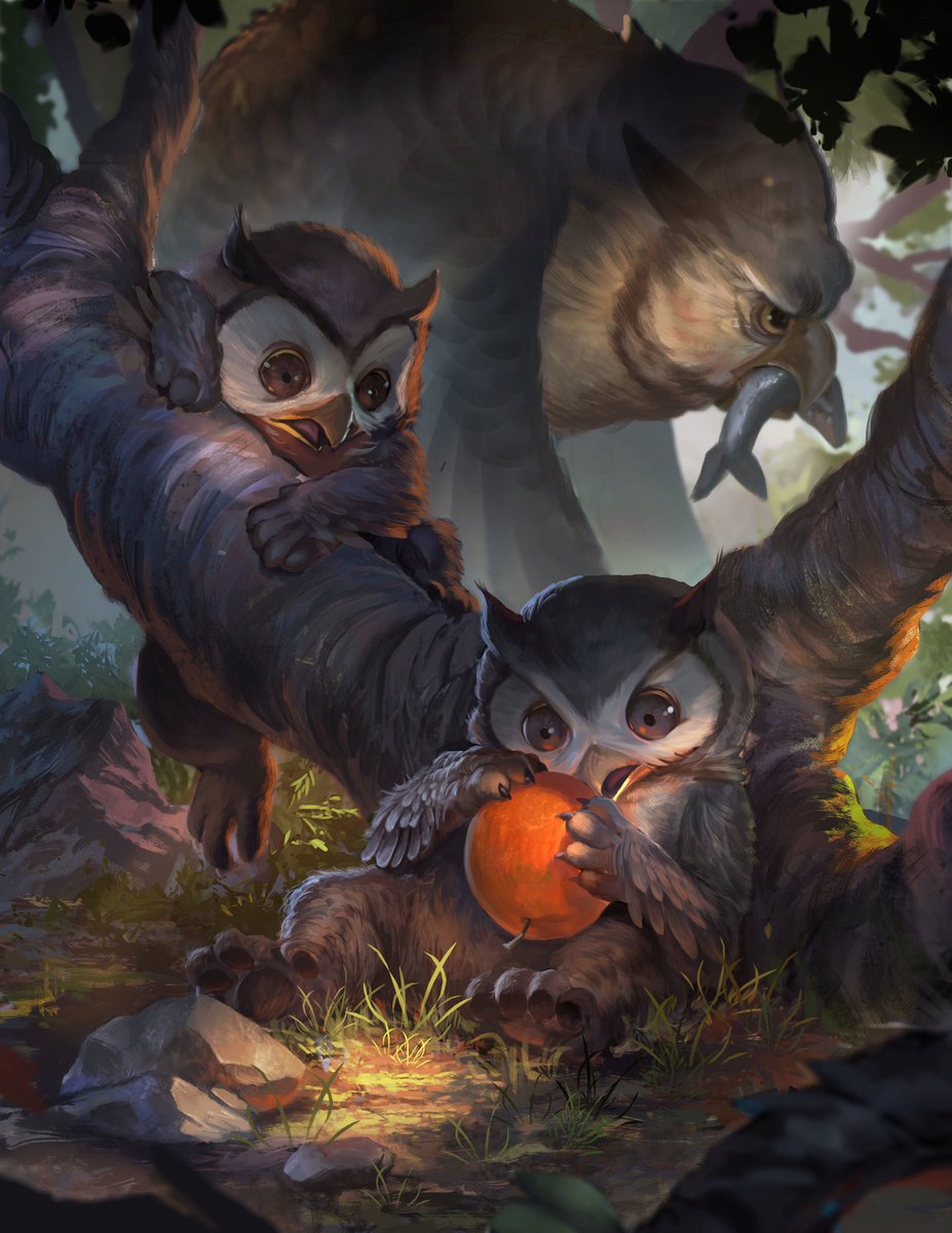 Paladin_Dad's tweet photo. Abandon owl hope who enter here. 🦉🐻 #deathbycuteness #OwlbearsRule #DnD art by Rio Sabda https://t.co/yyFUD0uXoU