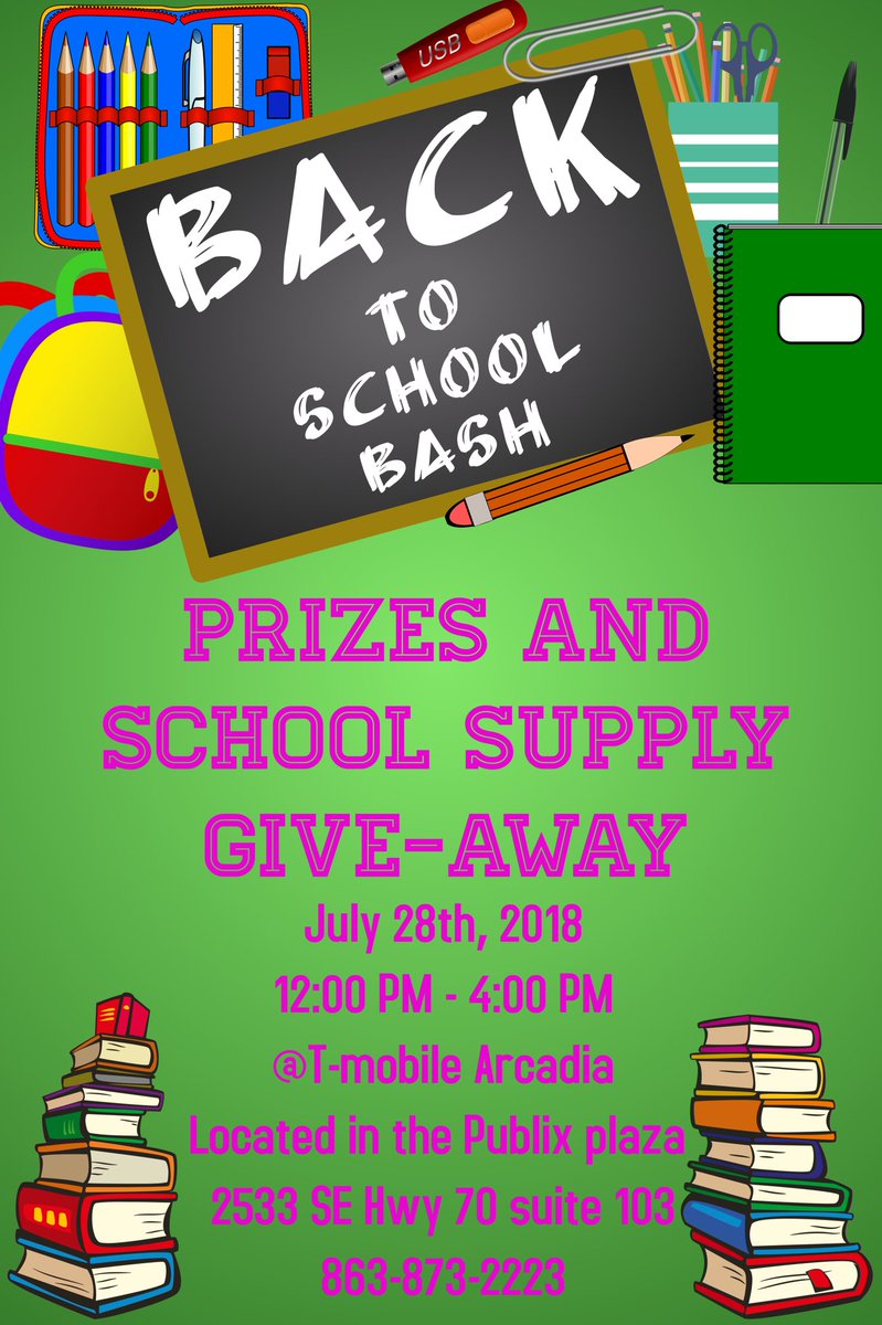 MwArcadia's tweet photo. IMPORTANT MESSAGE 
‼️‼️‼️‼️‼️‼️‼️‼️
Join us July 28th from 12-4 at our back to school bash
Great deals, prizes and a school supply give away here at Arcadia T-mobile located in the Publix plaza 
🤑💥🤪‼️ https://t.co/lfIgK41fpV