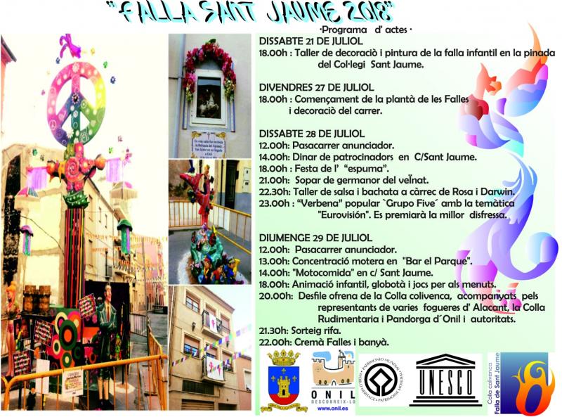 OnilDiari's tweet photo. Festes de Sant Jaume a #Onil 2018; del 27 al 29 de juliol. Amb la tradicional plantà de dos #falles (adulta i infantil) al c/ Sant Jaume. #festes #SantJaume #Falles #FestesSantJaumeOnil #FallesSantJaumeOnil #FallesOnil #FallaSantJaumeOnil #SantJaumeOnil https://t.co/4SQUuwjbuJ