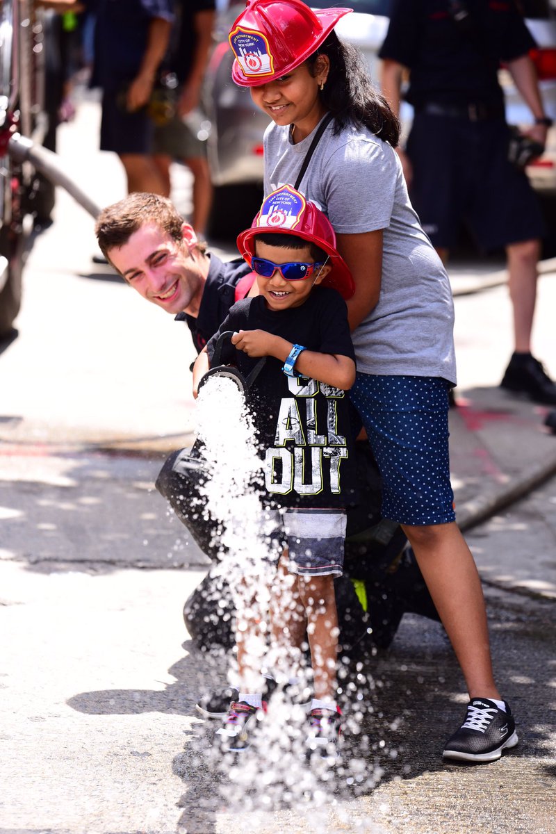FDNY's tweet photo. Meet the members who keep NYC safe at today’s #FDNY Block Party! Join us at #Engine307 and #Ladder154 at 81-17 Northern Boulevard #Queens until 4 pm https://t.co/vT36YNwhKZ